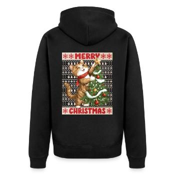 Chat Arbre de Noël Noël Noël Mignon Drôle - Veste à capuche bio Premium Unisexe - noir - Dos - Nico (187cm)