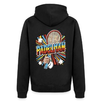 PADELMAN - Unisex Premium Bio Zip Hoodie - Schwarz - Hinten - Nico (187cm)