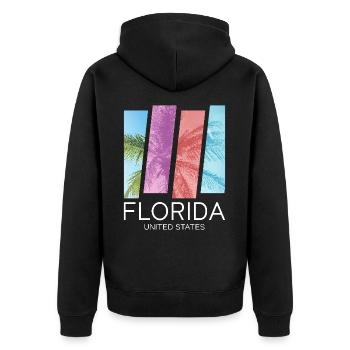 Florida USA Miami America Summer Palm Trees Beach - Unisex Premium Organic Zip Hoodie - black - Back - Nico (187cm)