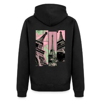 Paris Eiffelturm Skyline Frankreich Stadt Collage - Unisex Premium Bio Zip Hoodie - Schwarz - Hinten - Nico (187cm)