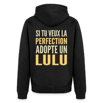 Si tu veux la perfection adopte Lulu Lucas Lucien - Veste à capuche bio Premium Unisexe - noir - Dos - Nico (187cm)