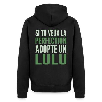 Si tu veux la perfection adopte Lulu Lucas Lucien - Veste à capuche bio Premium Unisexe - noir - Dos - Nico (187cm)