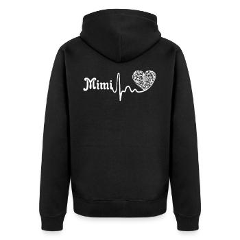 Mother's Day Mimi Heartbeat - Unisex Premium Organic Zip Hoodie - black - Back - Nico (187cm)