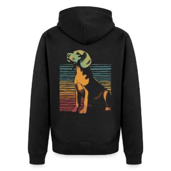 Beagle Vintage - Unisex Premium Bio Zip Hoodie - Schwarz - Hinten - Nico (187cm)