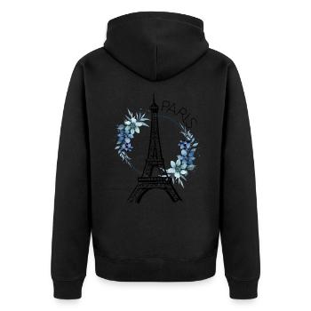 Paris Tour Eiffel France Floral Line Art - Veste à capuche bio Premium Unisexe - noir - Dos - Nico (187cm)