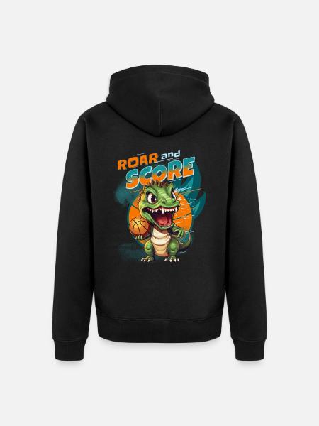 Basketball Dinosaur T-Rex Basketball Player - Unisex Premium Organic Zip Hoodie - black