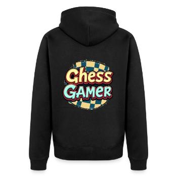 Schach - Chess Gamer - Unisex Premium Organic Zip Hoodie - black - Back - Nico (187cm)