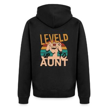 Leveld up to Aunt Gaming Zocken - Unisex Premium Organic Zip Hoodie - black - Back - Nico (187cm)