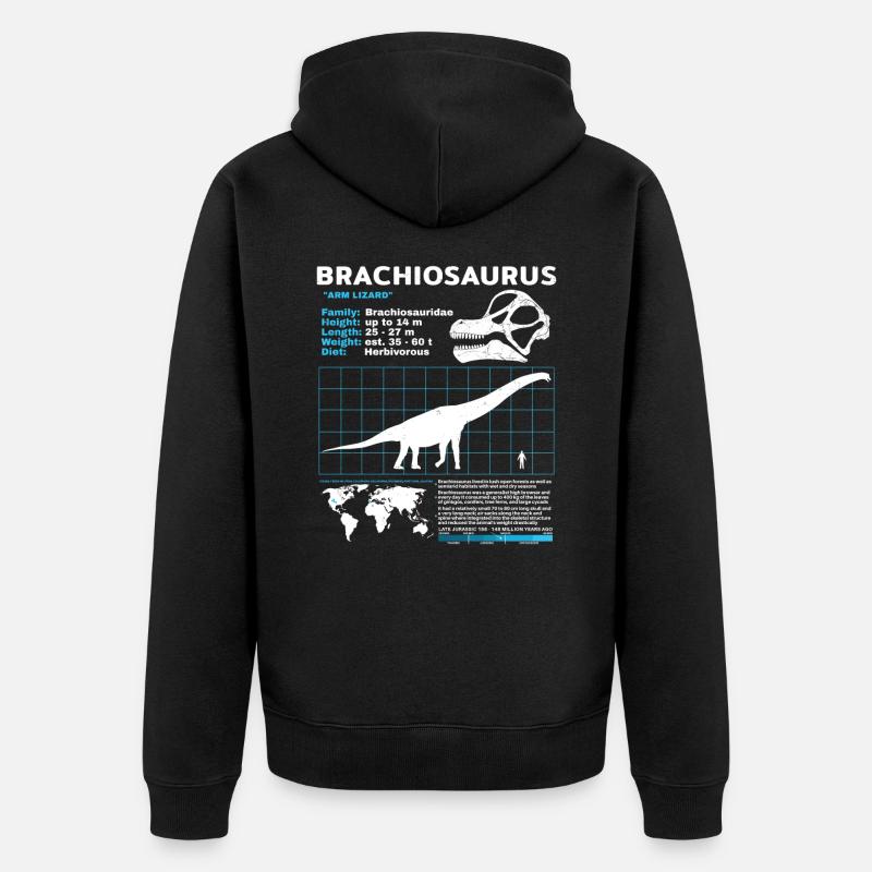 Fiche technique de Brachiosaurus - Veste à capuche bio Premium Unisexe - noir