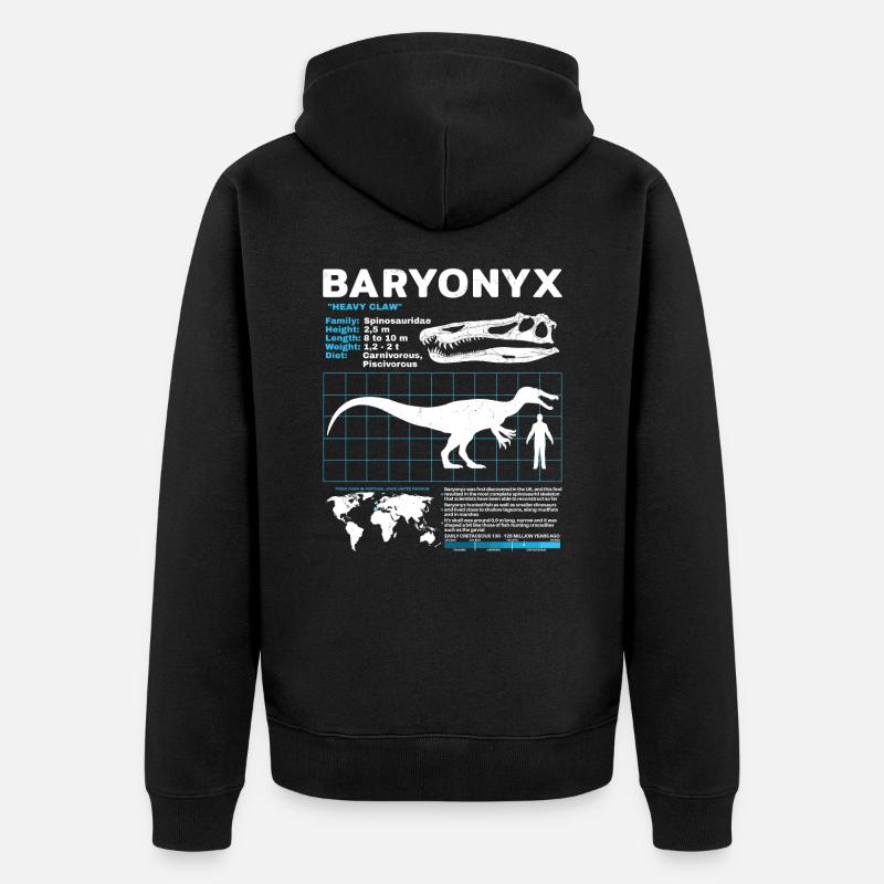 Fiche technique Baryonyx - Veste à capuche bio Premium Unisexe - noir