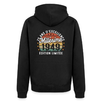 Cadeau d'anniversaire 73 Ans Millésime 1949 - Veste à capuche bio Premium Unisexe - noir - Dos - Nico (187cm)