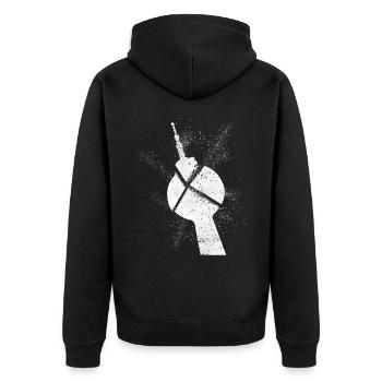 Berlin Germany City Skyline Font Grunge - Unisex Premium Organic Zip Hoodie - black - Back - Nico (187cm)