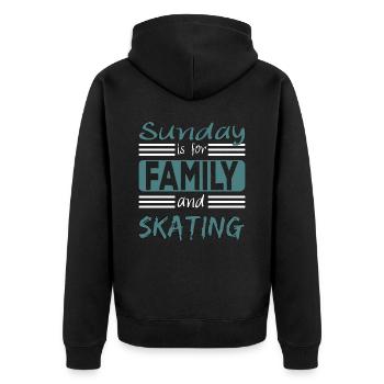 Sunday is for family and Skating Spruch - Unisex Premium Bio Zip Hoodie - Schwarz - Hinten - Nico (187cm)