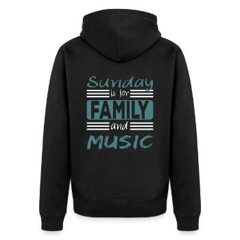 Sunday is for family and Music Spruch - Veste à capuche bio Premium Unisexe - noir - Dos - Nico (187cm)