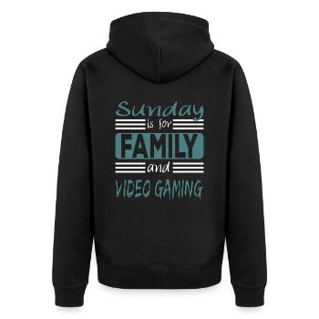 Sunday is for family and Video Gaming saying - Unisex Premium Organic Zip Hoodie - black - Back - Nico (187cm)