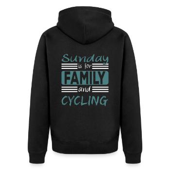Sunday is for family and Cycling Spruch - Veste à capuche bio Premium Unisexe - noir - Dos - Nico (187cm)