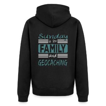 Sunday is for family and Geocaching Spruch - Veste à capuche bio Premium Unisexe - noir - Dos - Nico (187cm)