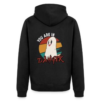 You are in Danger Halloween Party Geist - Unisex Premium Bio Zip Hoodie - Schwarz - Hinten - Nico (187cm)