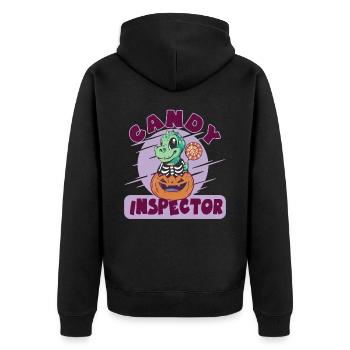 Dinosaurier Candy Inspector Halloween -Party - Unisex Premium Bio Zip Hoodie - Schwarz - Hinten - Nico (187cm)