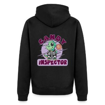 Dinosaurier Candy Inspector Halloween Party - Unisex Premium Bio Zip Hoodie - Schwarz - Hinten - Nico (187cm)