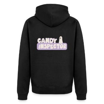 Candy Inspector Lustige Halloween -Party - Unisex Premium Bio Zip Hoodie - Schwarz - Hinten - Nico (187cm)