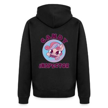 Einhorn Candy Inspector Lustige Halloween -Party - Unisex Premium Bio Zip Hoodie - Schwarz - Hinten - Nico (187cm)