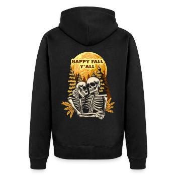 Halloween Pumpkin Horror - Unisex Premium Organic Zip Hoodie - black - Back - Nico (187cm)