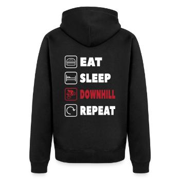 Eat Sleep downhill Repeat Fun Mountain Biking - Unisex Premium Organic Zip Hoodie - black - Back - Nico (187cm)