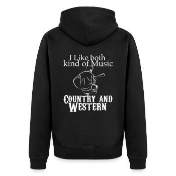 i like both Country and Western - Unisex Premium Bio Zip Hoodie - Schwarz - Hinten - Nico (187cm)