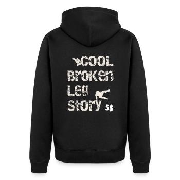 Cool broken leg story Lustiges Parkour Sport - Unisex Premium Bio Zip Hoodie - Schwarz - Hinten - Nico (187cm)