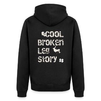 Cool broken leg story Funny mountain climbing - Unisex Premium Organic Zip Hoodie - black - Back - Nico (187cm)