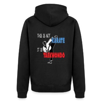 This is Taekwondo Cool Korean Martial Arts - Unisex Premium Organic Zip Hoodie - black - Back - Nico (187cm)