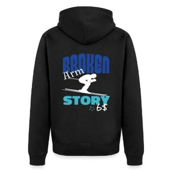Broken Arm Story Fun Ski Downhill Sports - Unisex Premium Organic Zip Hoodie - black - Back - Nico (187cm)