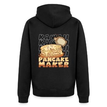 Kawaii Pancake Maker Lächelte Pfannkuchen Sirup - Unisex Premium Bio Zip Hoodie - Schwarz - Hinten - Nico (187cm)
