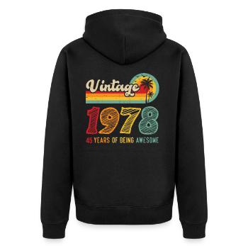 Vintage 1978, birthday gift 45 years - Unisex Premium Organic Zip Hoodie - black - Back - Nico (187cm)