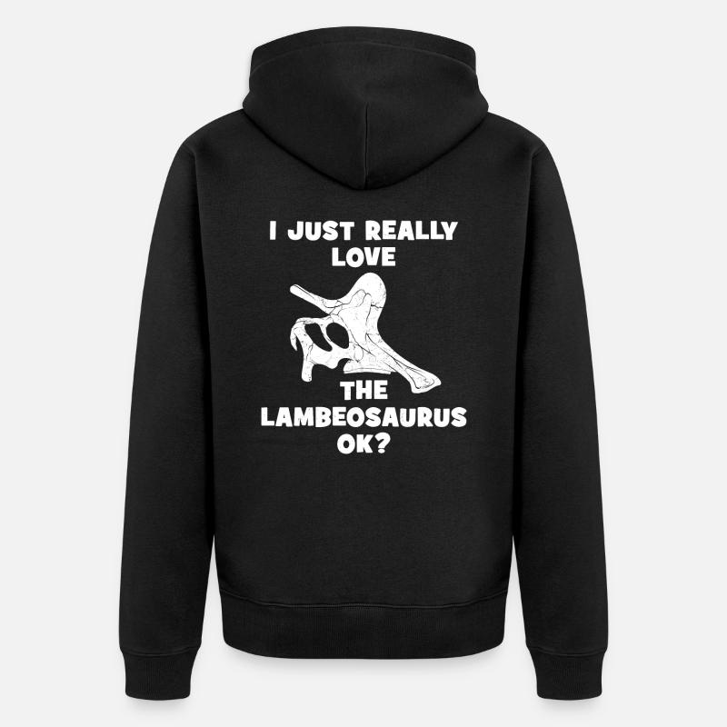 Crâne fossile de Lambeosaurus - Veste à capuche bio Premium Unisexe - noir