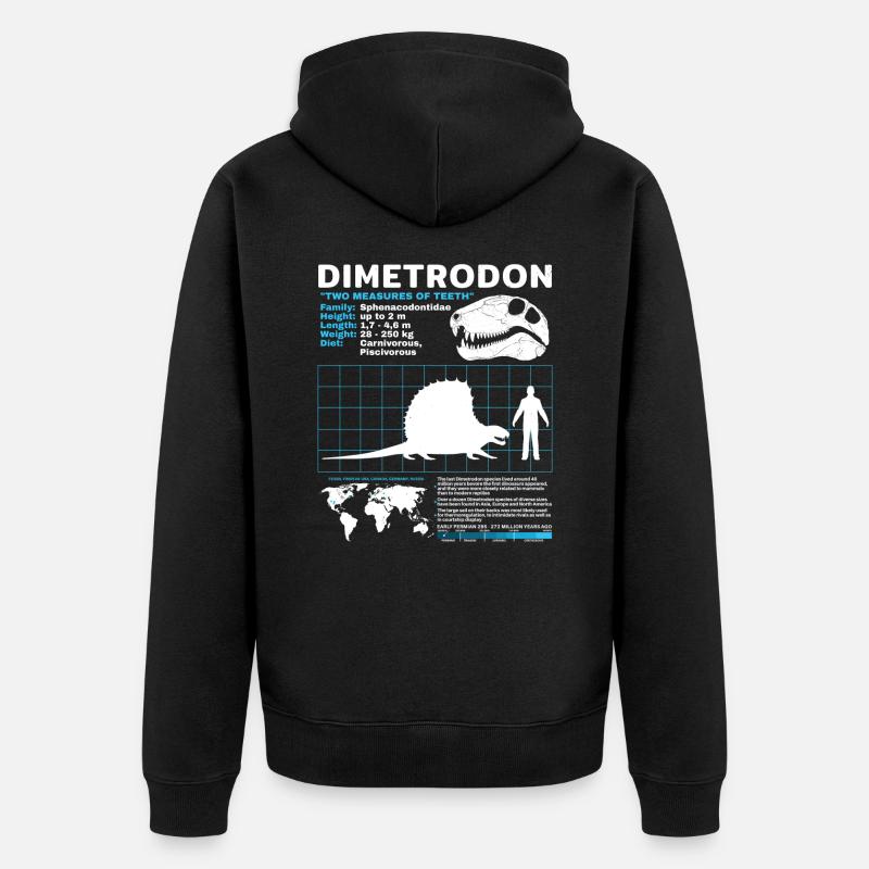 Dimetrodon Datenblatt - Unisex Premium Bio Zip Hoodie - Schwarz