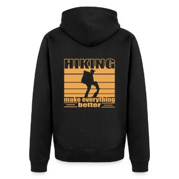Hiking make everything better Trekking backbacking - Unisex Premium Organic Zip Hoodie - black - Back - Nico (187cm)