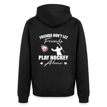 Les amis ne laissent pas leurs amis jouer seuls au hockey - Veste à capuche bio Premium Unisexe - noir - Dos - Nico (187cm)