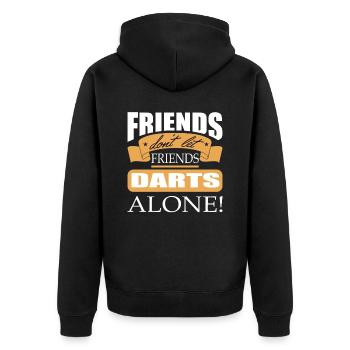 Friends don't let friends Darts Alone Dart player - Unisex Premium Organic Zip Hoodie - black - Back - Nico (187cm)