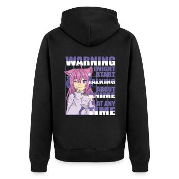 Warning i might Start Talkink about Anime neko - Unisex Premium Bio Zip Hoodie - Schwarz - Hinten - Nico (187cm)