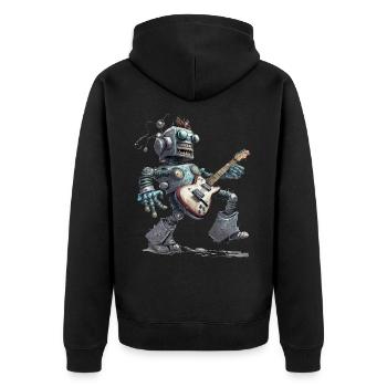 Roboter mit Gitarre - Unisex Premium Bio Zip Hoodie - Schwarz - Hinten - Nico (187cm)