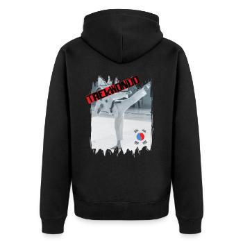 Taekwondo illustration Korea Martial Arts Side Kick - Unisex Premium Organic Zip Hoodie - black - Back - Nico (187cm)