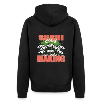 Sushi Chef in the making Rice whisperer - Unisex Premium Organic Zip Hoodie - black - Back - Nico (187cm)
