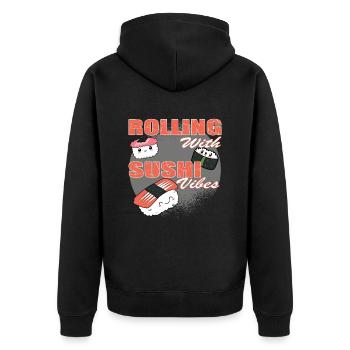 Sushi Vibes Rolling japanese Foodie love - Unisex Premium Organic Zip Hoodie - black - Back - Nico (187cm)