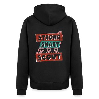 Starke, kluge Pfadfinder-Scoutmaster-Vibes - Unisex Premium Bio Zip Hoodie - Schwarz - Hinten - Nico (187cm)