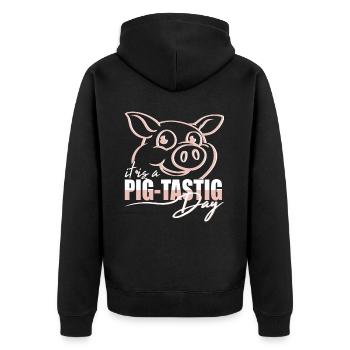 C’est un élevage de cochons de jour savoureux - Veste à capuche bio Premium Unisexe - noir - Dos - Nico (187cm)