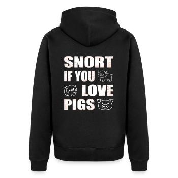 Schnauben, wenn du Schweine liebst Schweinezüchter - Unisex Premium Bio Zip Hoodie - Schwarz - Hinten - Nico (187cm)