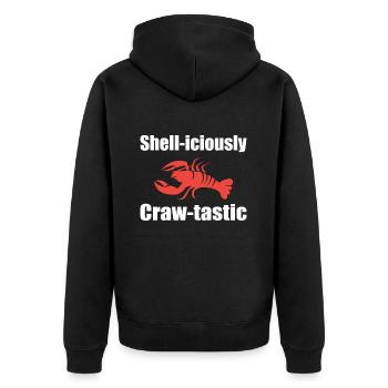 Shelliciously Crawtastic für Langusten-Fans - Unisex Premium Bio Zip Hoodie - Schwarz - Hinten - Nico (187cm)