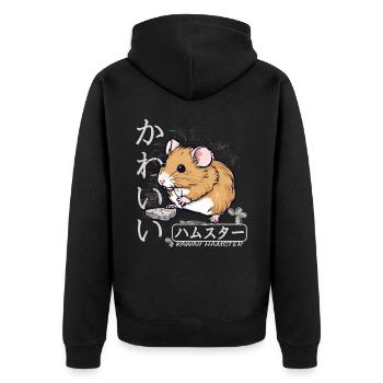 Kawaii Hamster for Japan Lovers and Pet Owners - Unisex Premium Organic Zip Hoodie - black - Back - Nico (187cm)